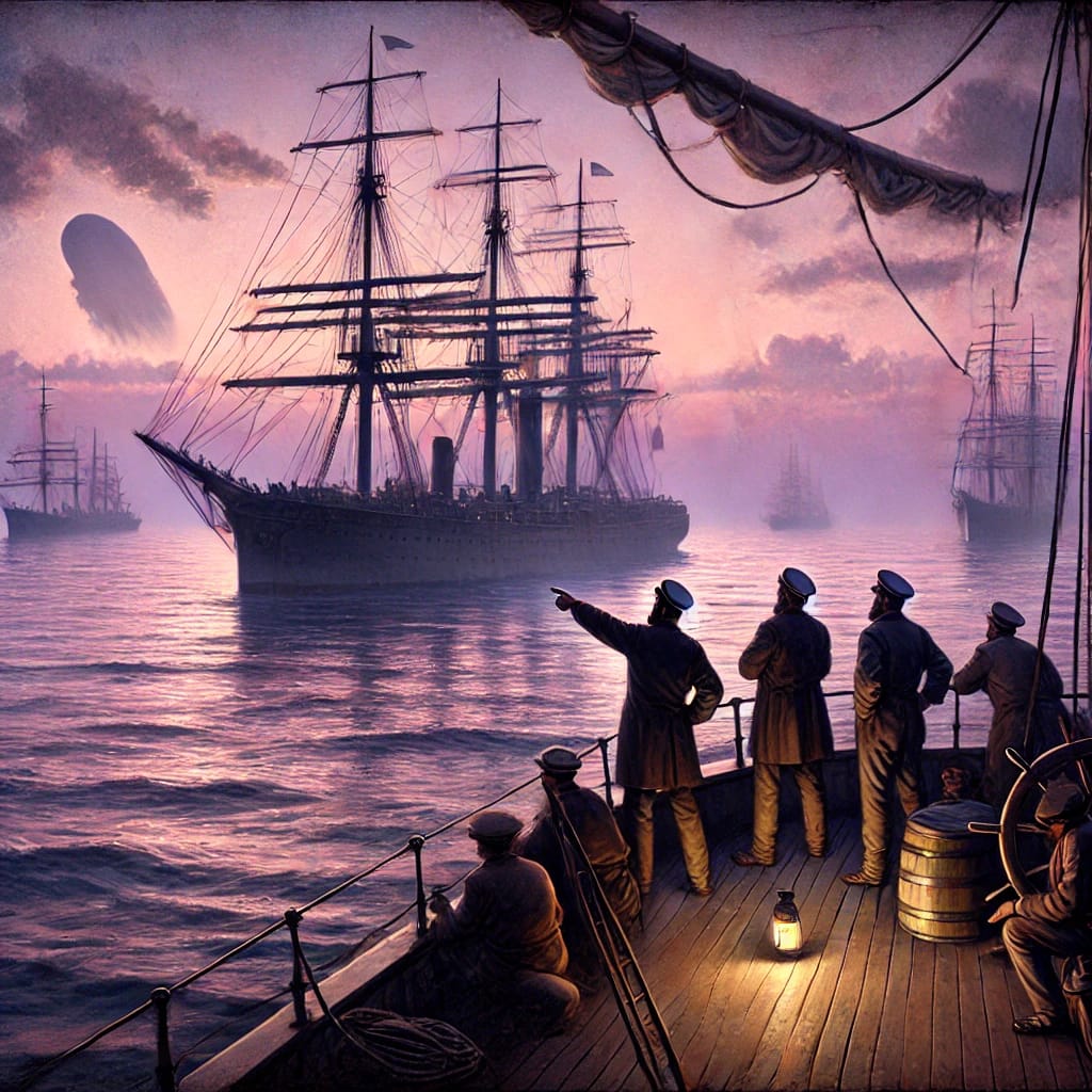 A tense scene inside a dark echoing cave with Armand Leclerc and Elodie Moreau cautiously advancing, looking around as if being followed