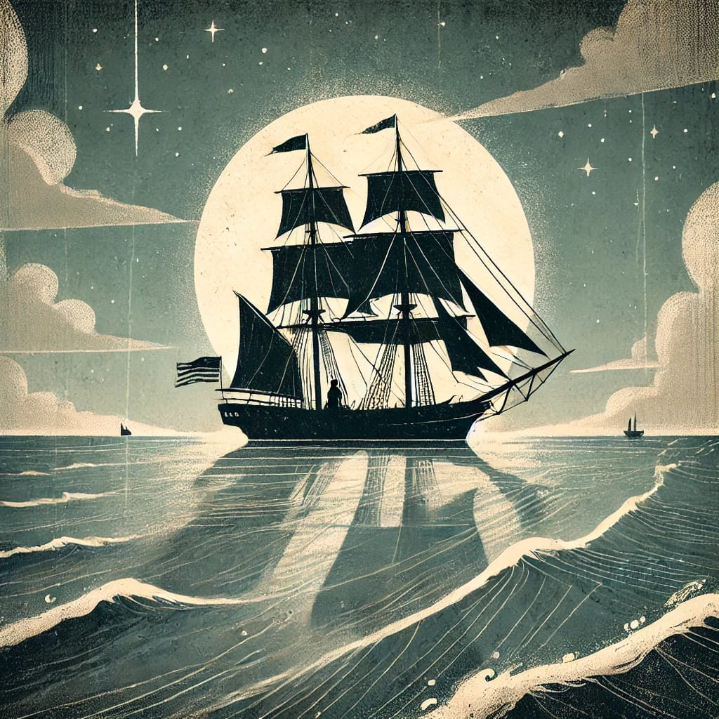 A tense scene inside a dark echoing cave with Armand Leclerc and Elodie Moreau cautiously advancing, looking around as if being followed