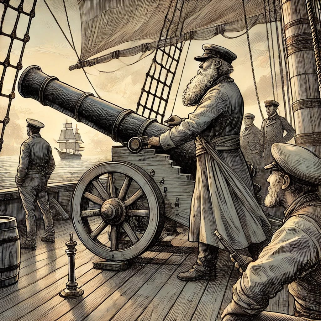 A tense scene inside a dark echoing cave with Armand Leclerc and Elodie Moreau cautiously advancing, looking around as if being followed