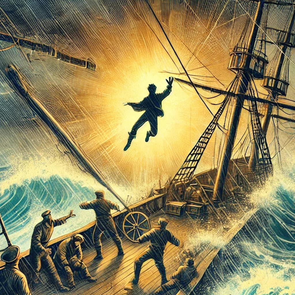 A tense scene inside a dark echoing cave with Armand Leclerc and Elodie Moreau cautiously advancing, looking around as if being followed