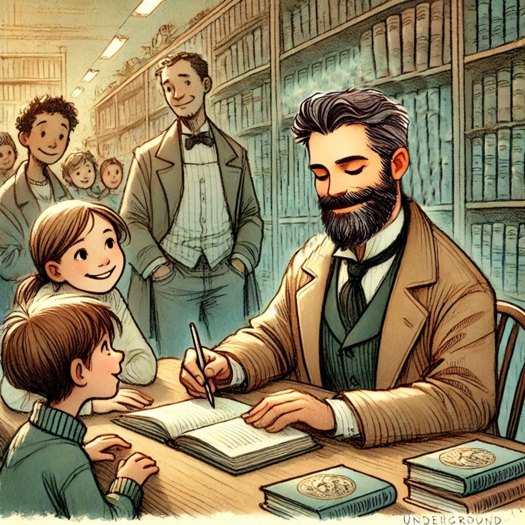 A tense scene inside a dark echoing cave with Armand Leclerc and Elodie Moreau cautiously advancing, looking around as if being followed